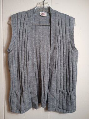 Vtg Classic Fashions Gray Ribbed Vest Unisex Large Size 42 Acrylic Made in USA